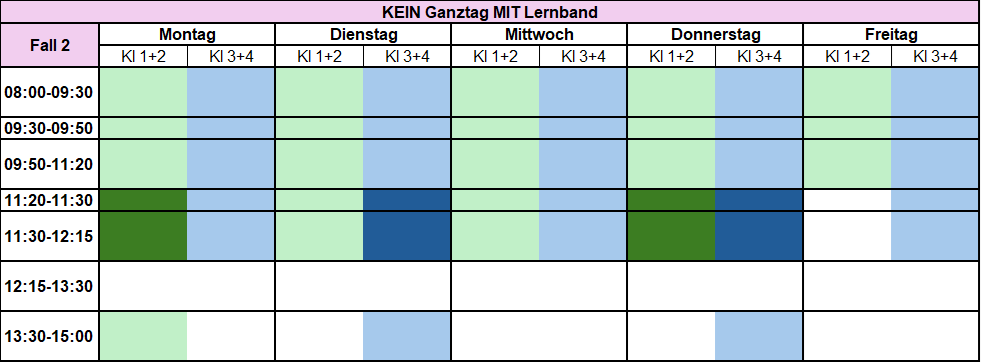 Unterrichtszeiten Gustav-Sieber-Schule Kein Ganztag mit Lernband